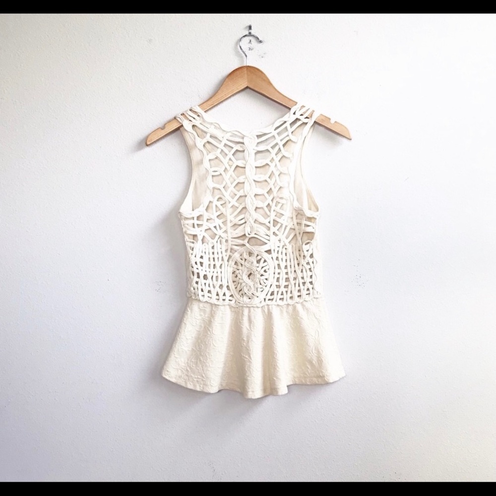 FREE PEOPLE - Peplum Tank Top / Cream / S